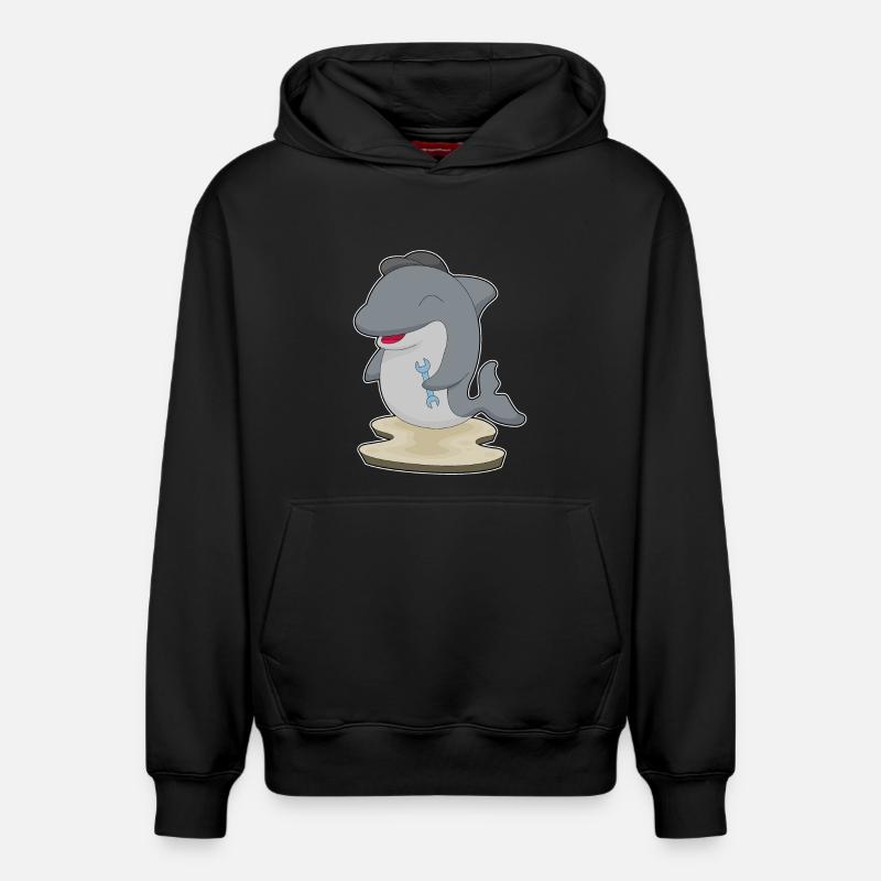 Clé artisanale dauphin - Sweat à capuche unisexe décontracté en coton biologique – de SPREAD - noir