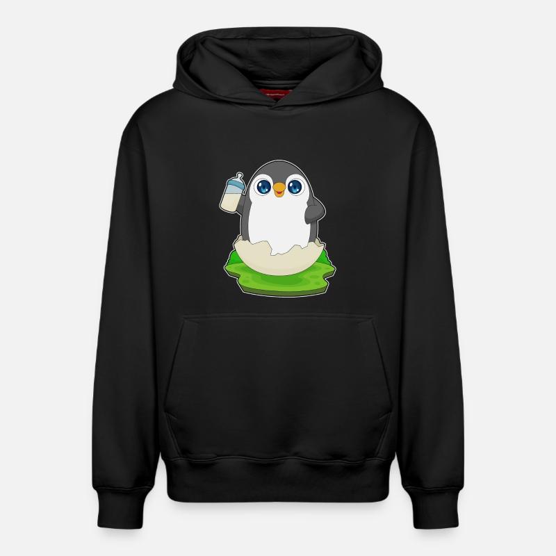 Penguin Biberon Lait - Sweat à capuche unisexe décontracté en coton biologique – de SPREAD - noir