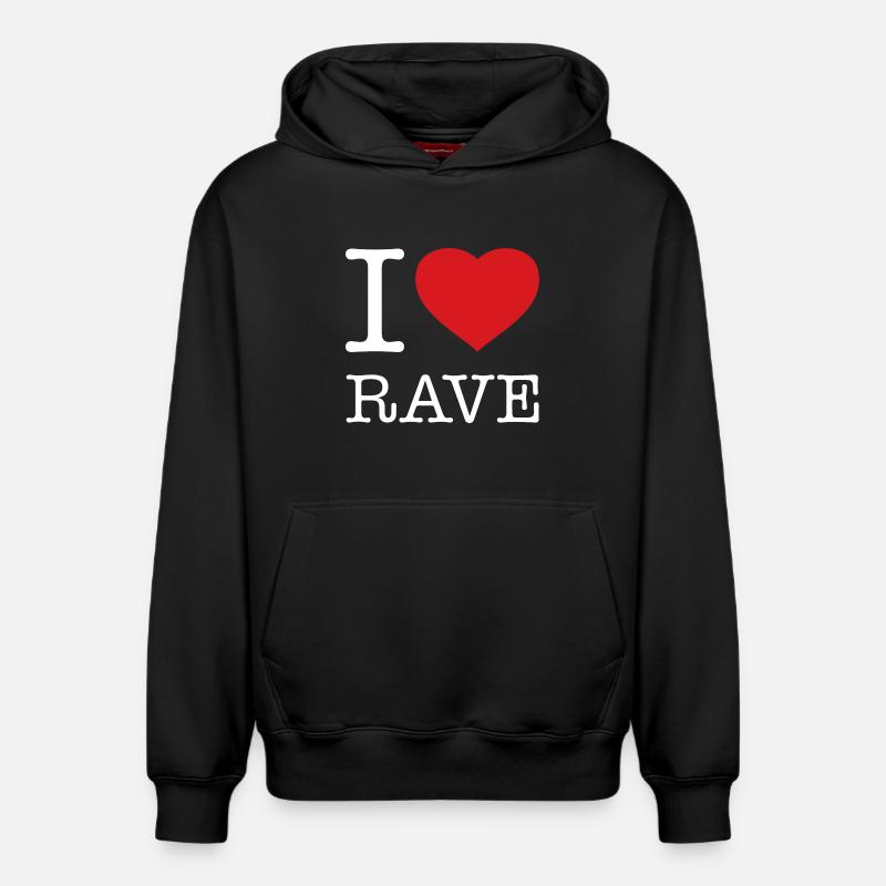 J’ADORE LA RAVE - Sweat à capuche unisexe décontracté en coton biologique – de SPREAD - noir