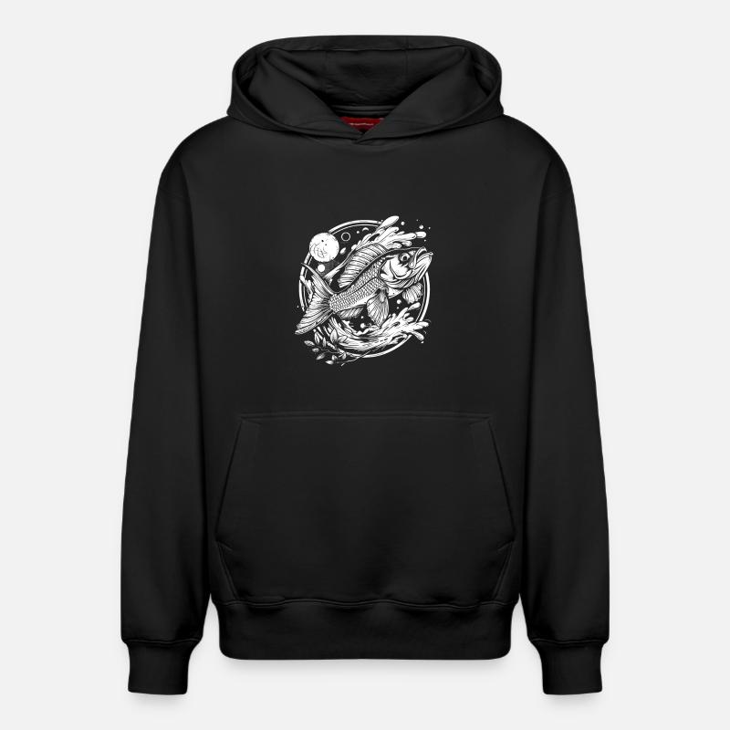 Graphique de poisson - Sweat à capuche unisexe décontracté en coton biologique – de SPREAD - noir