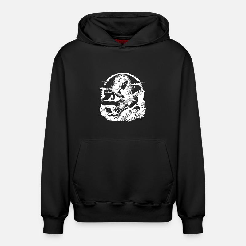 Hawaï ukulélé fille dessin - Sweat à capuche unisexe décontracté en coton biologique – de SPREAD - noir