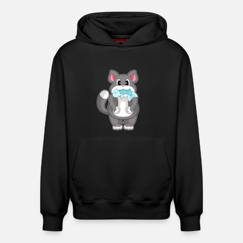 Poisson-chat - Sweat à capuche unisexe décontracté en coton biologique – de SPREAD - noir