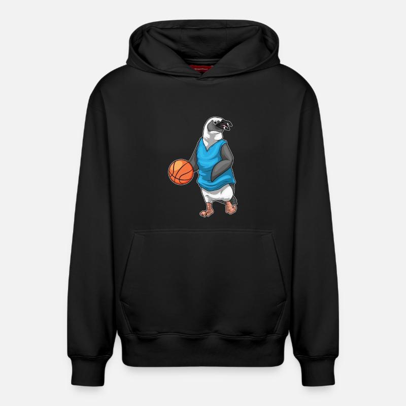 Penguin Basketteur Basketteur - Sweat à capuche unisexe décontracté en coton biologique – de SPREAD - noir
