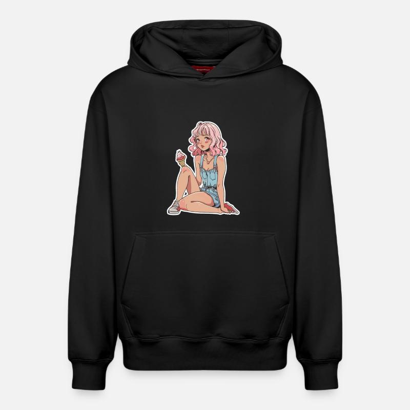 Eiscreme Mädchen - Relaxed Unisex Organic Hoodie – von SPREAD - Schwarz