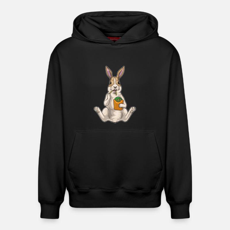 Frites lapin - Sweat à capuche unisexe décontracté en coton biologique – de SPREAD - noir