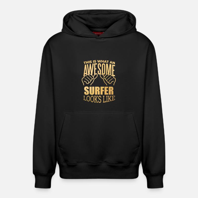 surfeur - Sweat à capuche unisexe décontracté en coton biologique – de SPREAD - noir