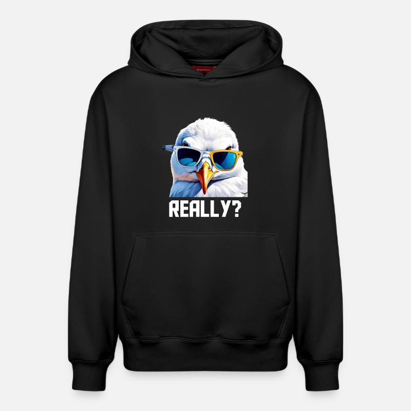 Really - Möwe mit Sonnebrille - Relaxed Unisex Organic Hoodie – von SPREAD - Schwarz