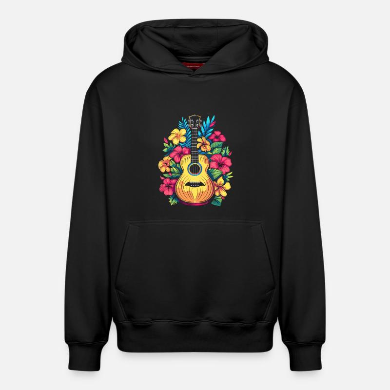 Ukulele Comic Look - Relaxed Unisex Organic Hoodie – von SPREAD - Schwarz