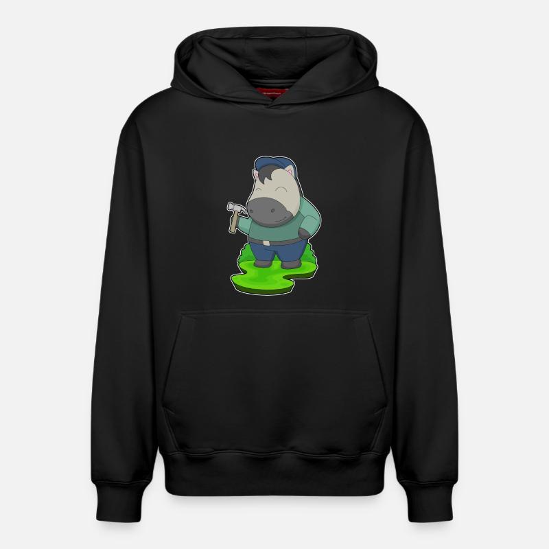 Pferd Handwerker Hammer - Relaxed Unisex Organic Hoodie – von SPREAD - Schwarz
