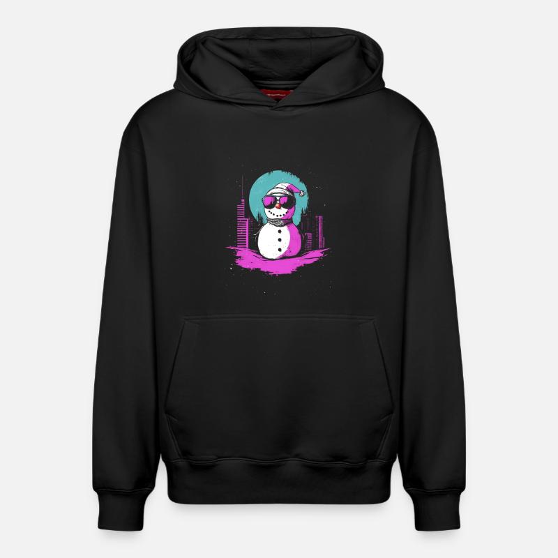 Retro Schneemann Retrowave Synthwave Geschenk - Relaxed Unisex Organic Hoodie – von SPREAD - Schwarz