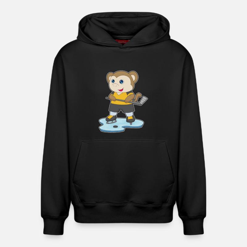 Affe Eishockey Eishockeyschläger - Relaxed Unisex Organic Hoodie – von SPREAD - Schwarz
