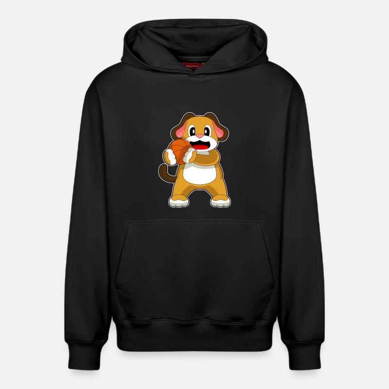 Chien Basketteur Basketteur - Sweat à capuche unisexe décontracté en coton biologique – de SPREAD - noir
