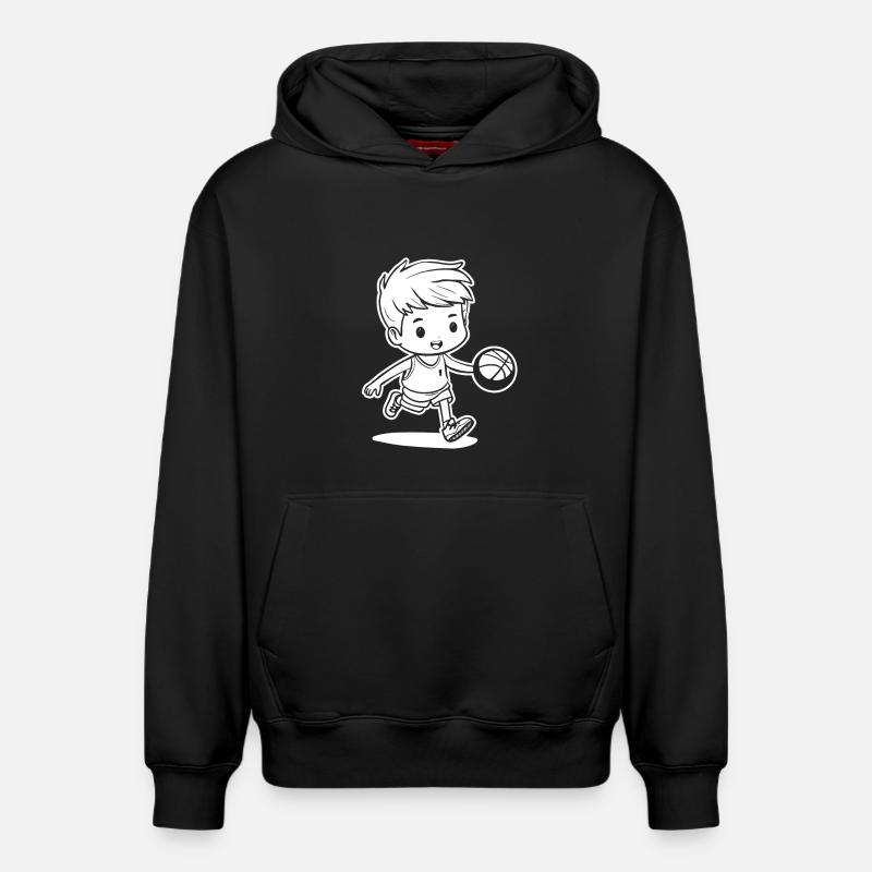 Dessin de basket-ball - Sweat à capuche unisexe décontracté en coton biologique – de SPREAD - noir