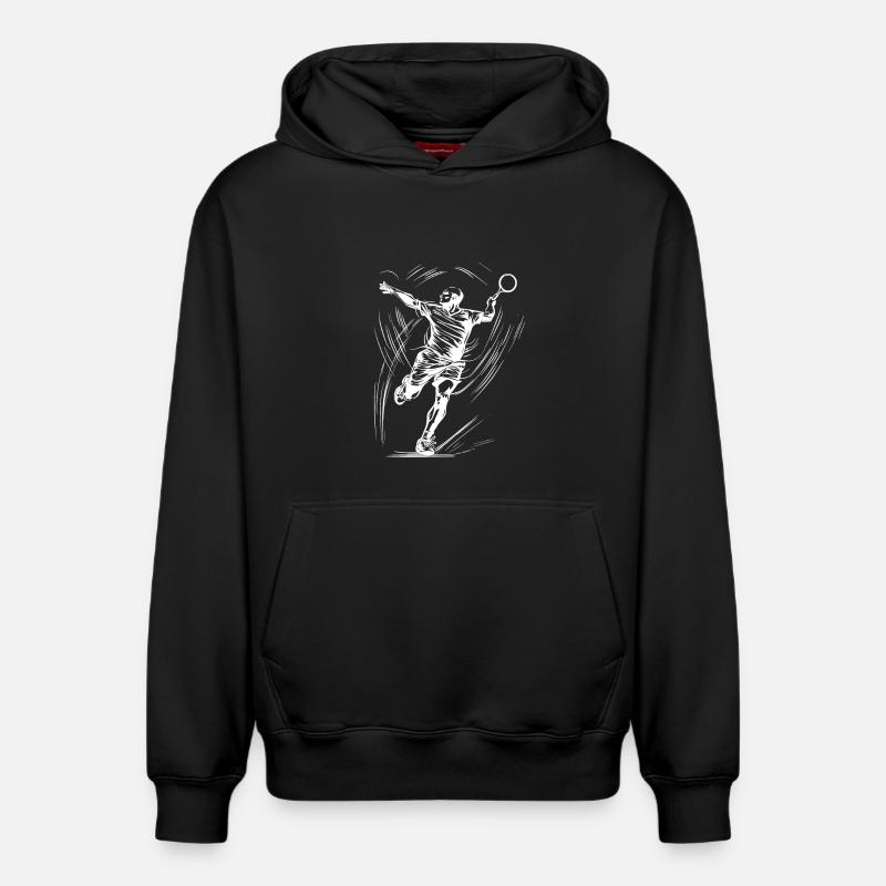 Badminton - Sweat à capuche unisexe décontracté en coton biologique – de SPREAD - noir