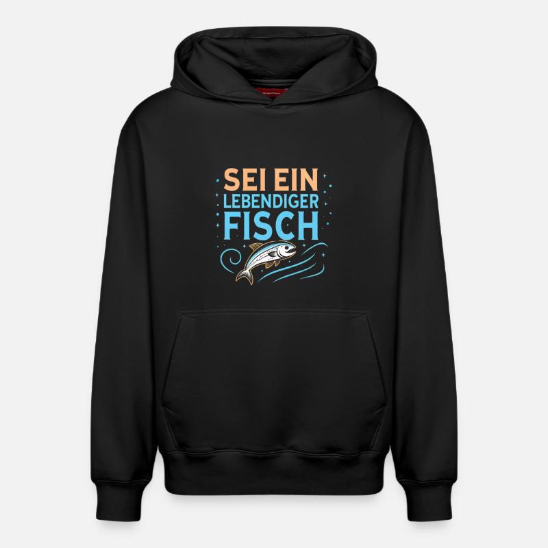 Sei ein lebendiger Fisch - Relaxed Unisex Organic Hoodie – von SPREAD - Schwarz