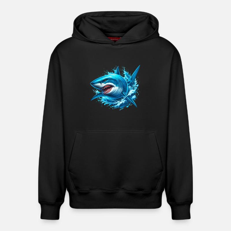 Requin - Sweat à capuche unisexe décontracté en coton biologique – de SPREAD - noir