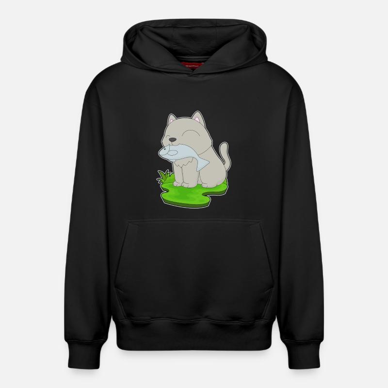 Pêche au chat pêcheur - Sweat à capuche unisexe décontracté en coton biologique – de SPREAD - noir