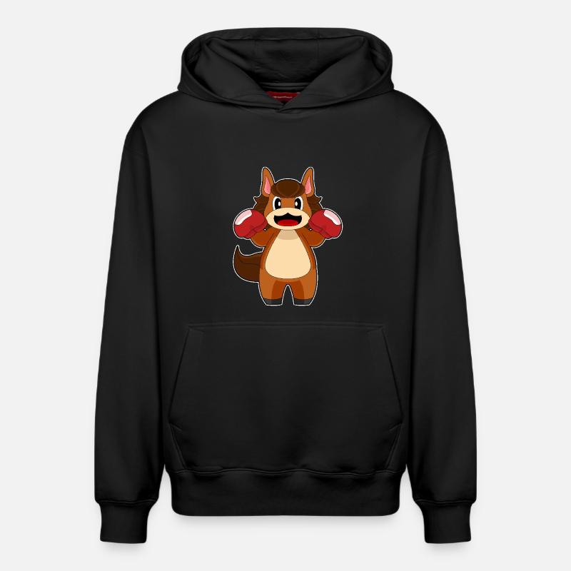 Pferd Boxer Boxhandschuhe Boxen - Relaxed Unisex Organic Hoodie – von SPREAD - Schwarz