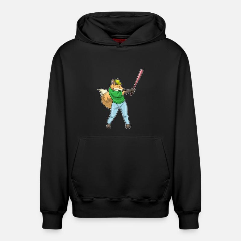 Fuchs Baseball Baseballschläger - Relaxed Unisex Organic Hoodie – von SPREAD - Schwarz
