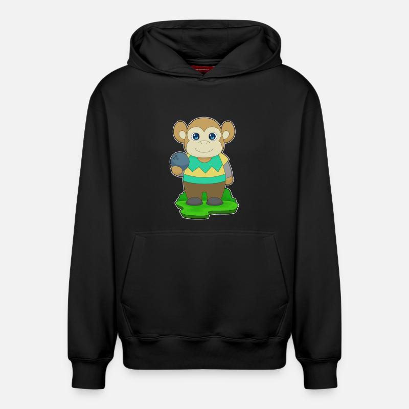 Affe Bowling Bowlingkugel - Relaxed Unisex Organic Hoodie – von SPREAD - Schwarz