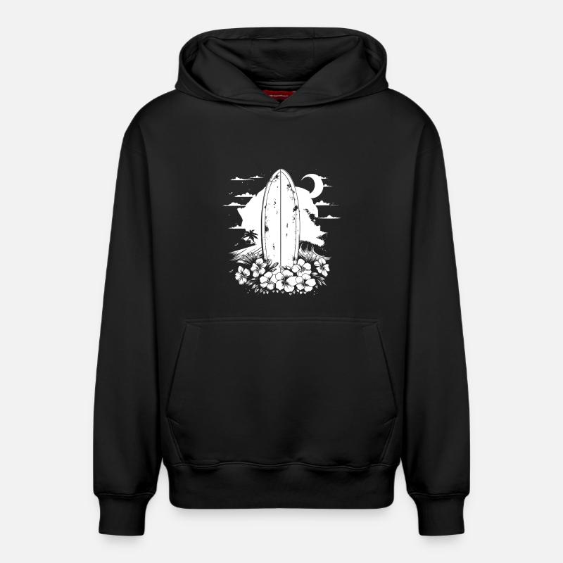 Planche de surf - Sweat à capuche unisexe décontracté en coton biologique – de SPREAD - noir