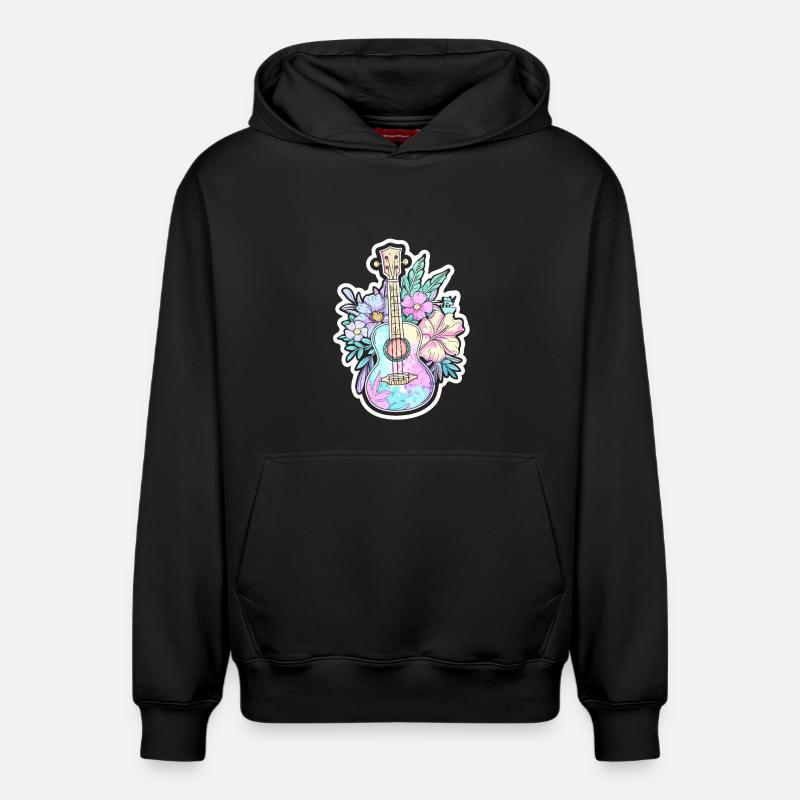 Ukulélé Style BD - Sweat à capuche unisexe décontracté en coton biologique – de SPREAD - noir