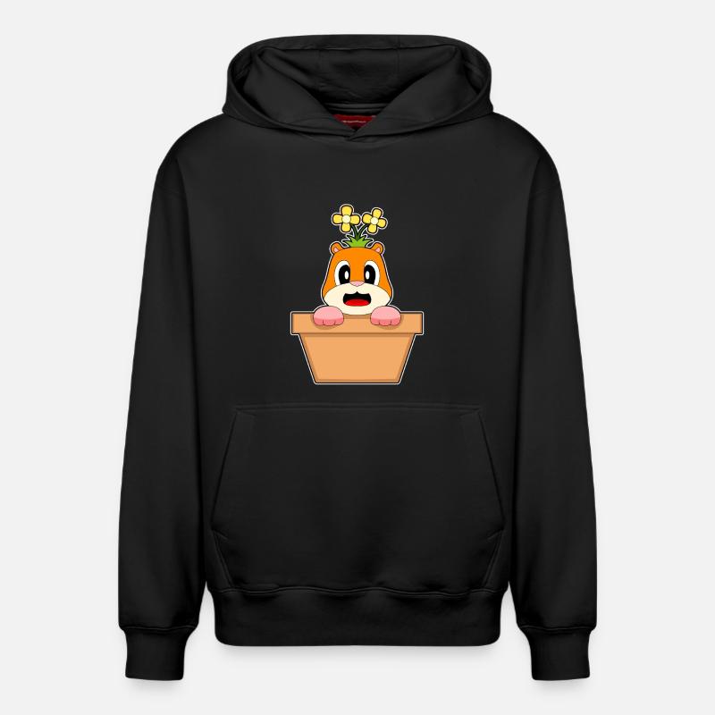 Fleur de hamster - Sweat à capuche unisexe décontracté en coton biologique – de SPREAD - noir