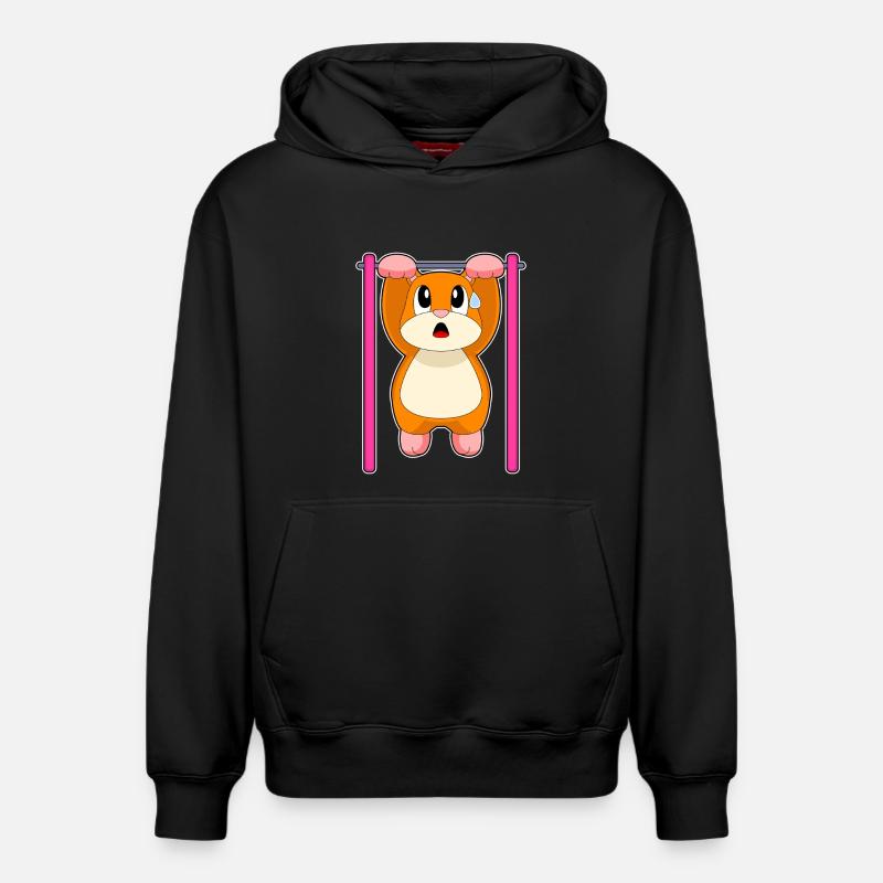 Hamster Bodybuilder Tractions Musculation - Sweat à capuche unisexe décontracté en coton biologique – de SPREAD - noir