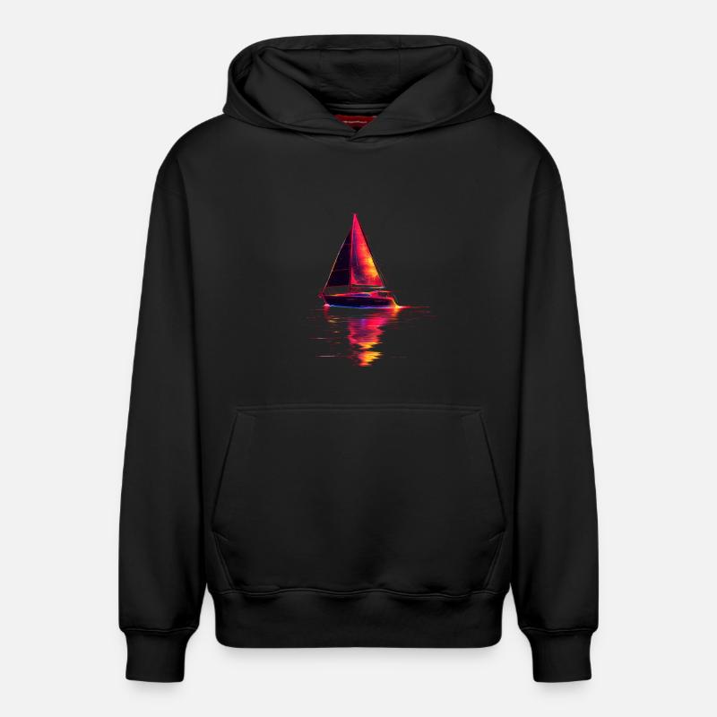 Voilier Retrowave - Sweat à capuche unisexe décontracté en coton biologique – de SPREAD - noir