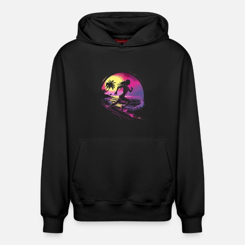 Läuferin Synthwave - Relaxed Unisex Organic Hoodie – von SPREAD - Schwarz