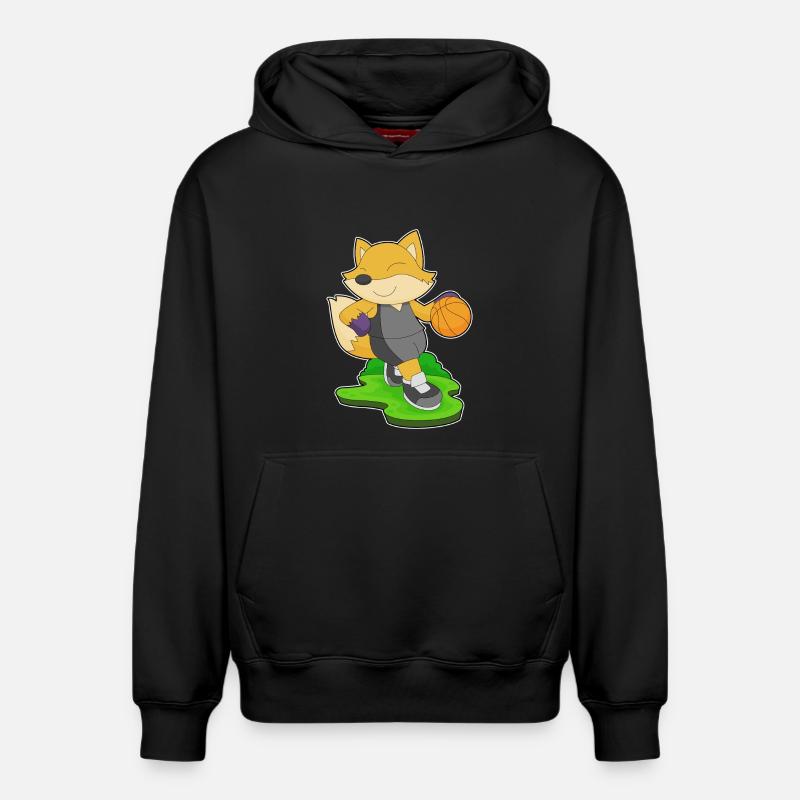 Fox Basketteur Basketteur - Sweat à capuche unisexe décontracté en coton biologique – de SPREAD - noir