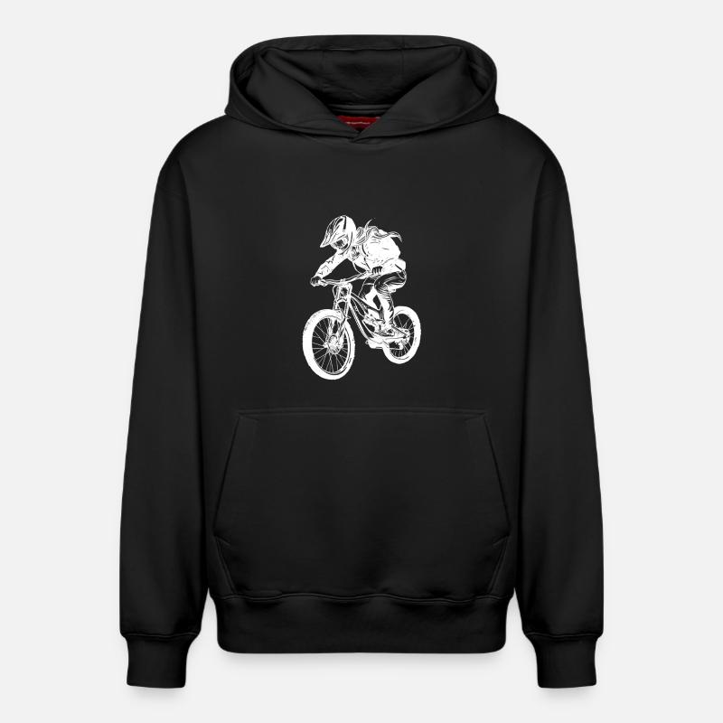 Mountain Biker Mädchen - Relaxed Unisex Organic Hoodie – von SPREAD - Schwarz