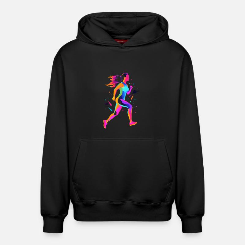 Coureuse Fille Retrowave - Sweat à capuche unisexe décontracté en coton biologique – de SPREAD - noir