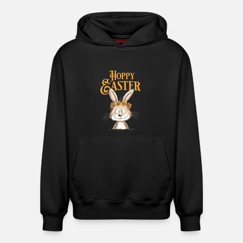Joyeuses Pâques Lapin de Pâques - Sweat à capuche unisexe décontracté en coton biologique – de SPREAD - noir