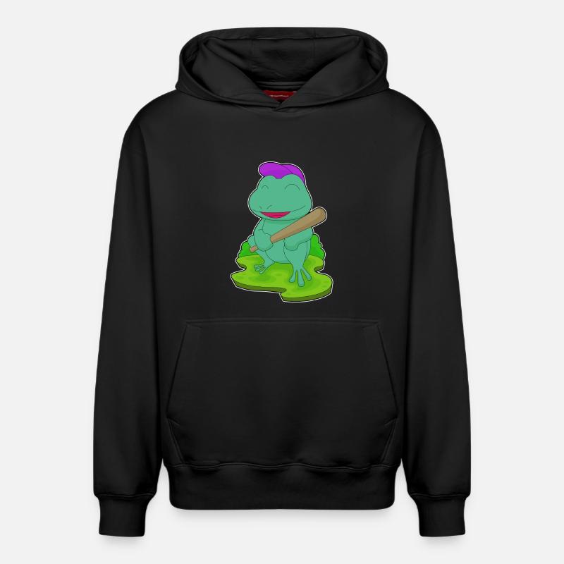 Grenouille Baseball Batte de Baseball - Sweat à capuche unisexe décontracté en coton biologique – de SPREAD - noir