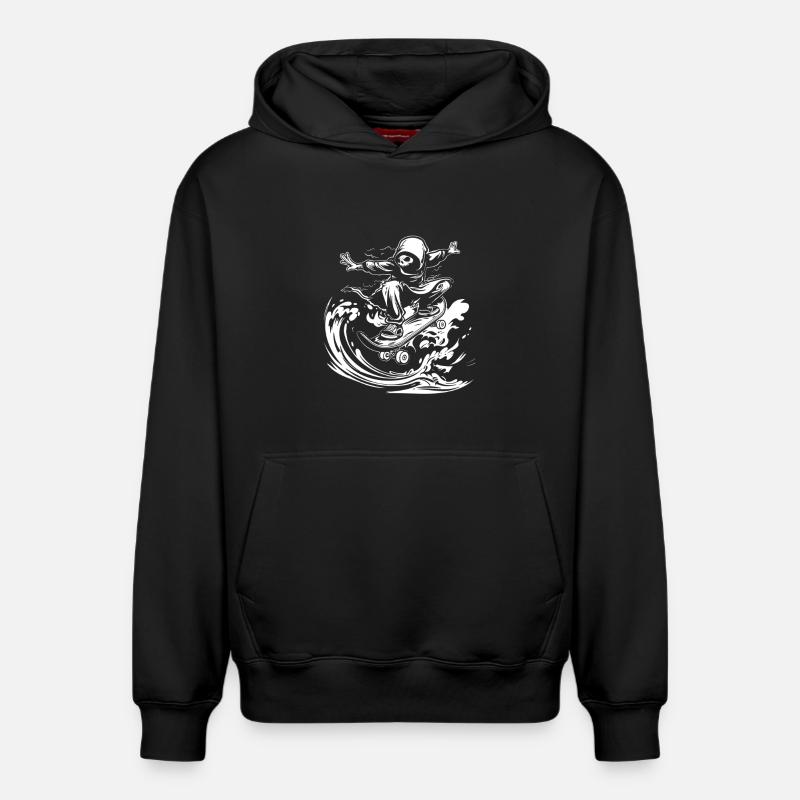 Bande dessinée de skateboard - Sweat à capuche unisexe décontracté en coton biologique – de SPREAD - noir