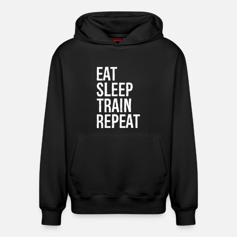Manger Dormir Train Répéter - Sweat à capuche unisexe décontracté en coton biologique – de SPREAD - noir