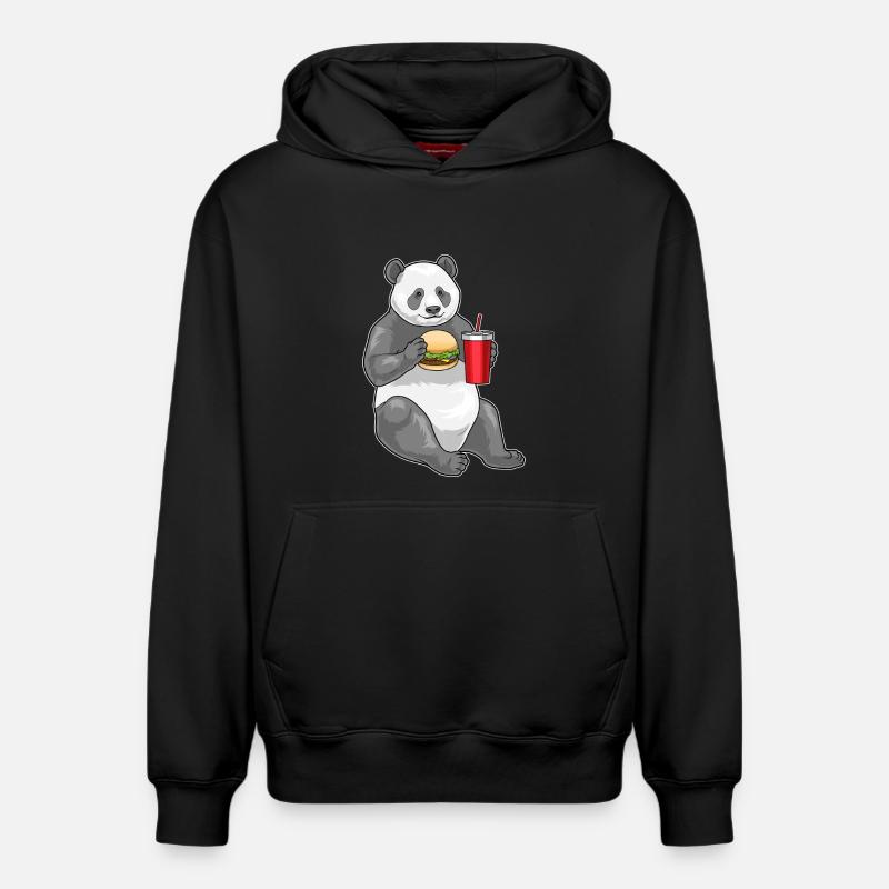 Panda Cheeseburger - Sweat à capuche unisexe décontracté en coton biologique – de SPREAD - noir
