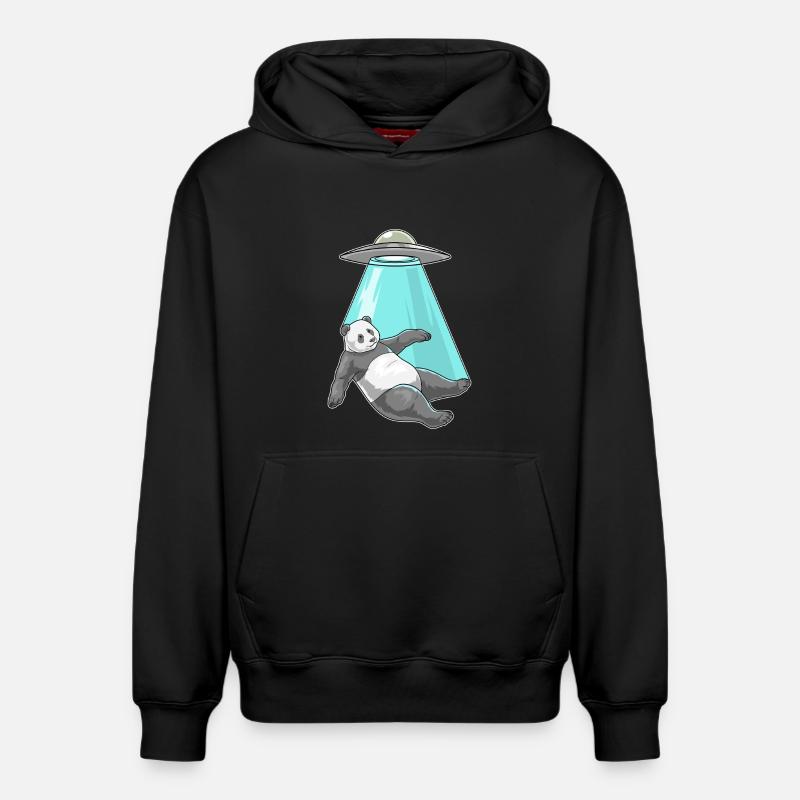 Vaisseau spatial Panda - Sweat à capuche unisexe décontracté en coton biologique – de SPREAD - noir