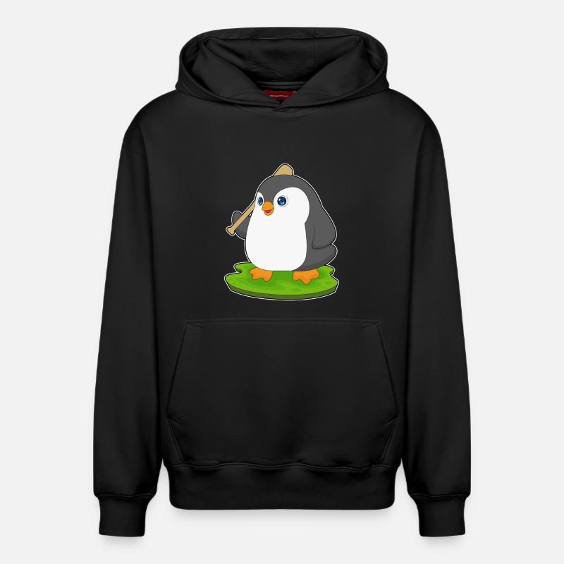 Penguin Baseball Batte de Baseball - Sweat à capuche unisexe décontracté en coton biologique – de SPREAD - noir