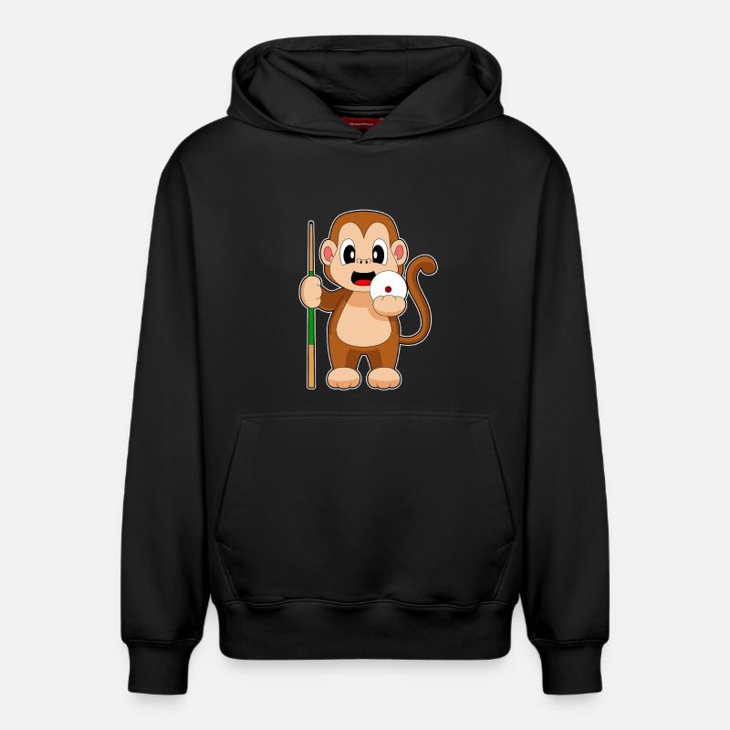 Queue de billard Monkey - Sweat à capuche unisexe décontracté en coton biologique – de SPREAD - noir