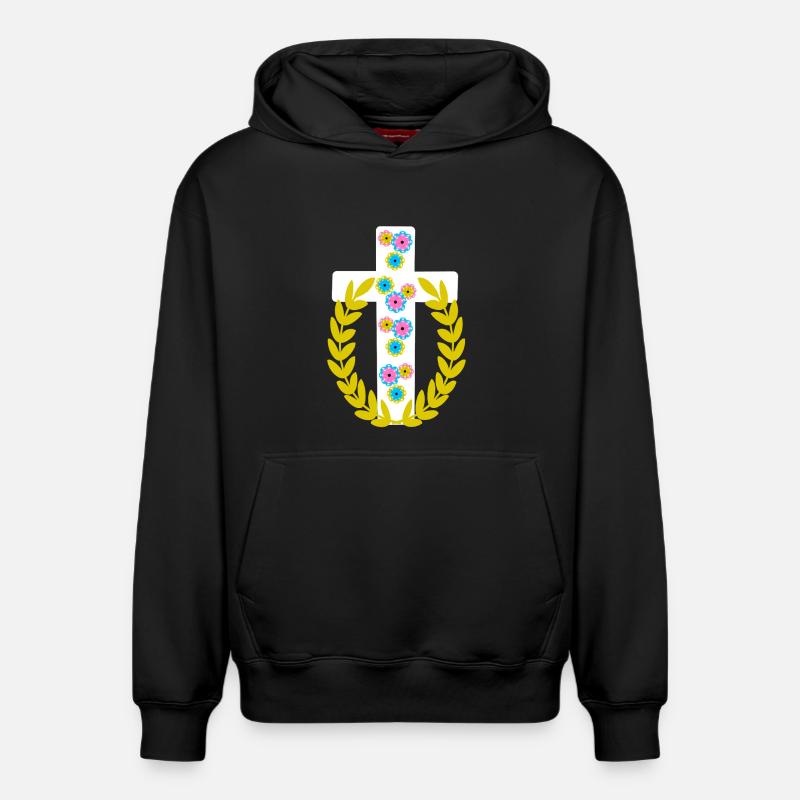 Croix Croix de Jésus - Sweat à capuche unisexe décontracté en coton biologique – de SPREAD - noir