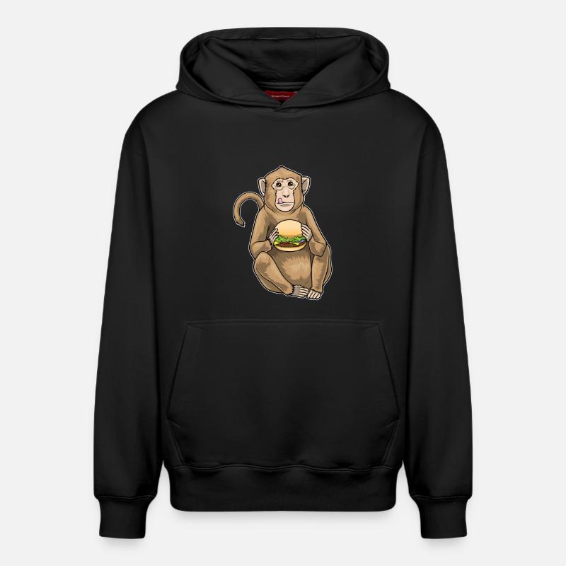 Cheeseburger de singe - Sweat à capuche unisexe décontracté en coton biologique – de SPREAD - noir