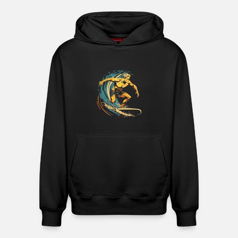 Graphisme Surfer - Sweat à capuche unisexe décontracté en coton biologique – de SPREAD - noir