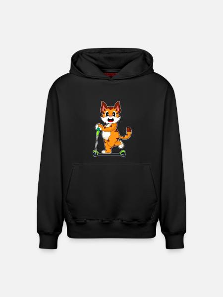 Tiger Scooter - Relaxed Unisex Organic Hoodie – by SPREAD - black