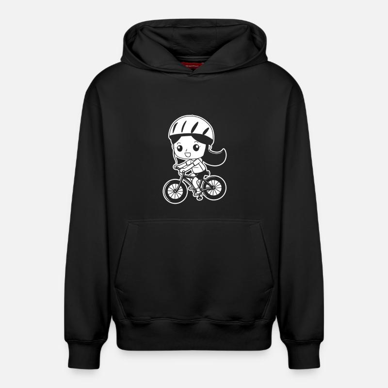 Radfahrerin Comic Stil - Relaxed Unisex Organic Hoodie – von SPREAD - Schwarz