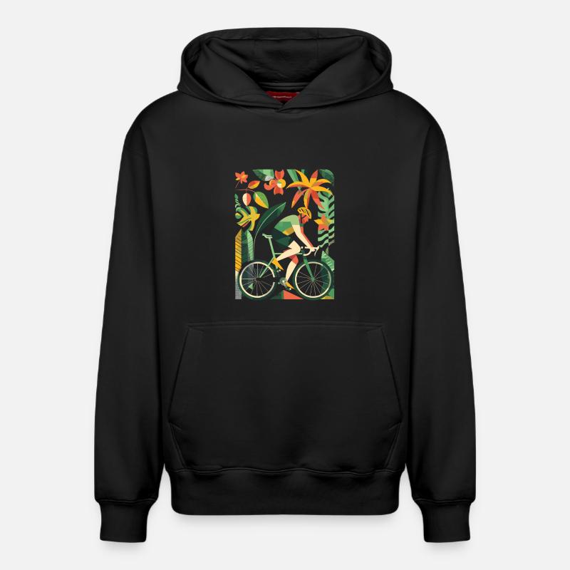 Fahrradfahrer Comic Look - Relaxed Unisex Organic Hoodie – von SPREAD - Schwarz