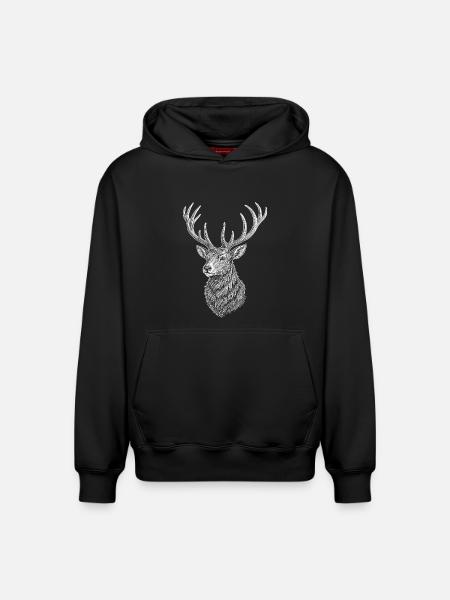 Deer - Relaxed Unisex Organic Hoodie – by SPREAD - black