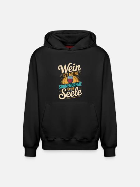 Wein als Sonnencreme der Seele - Relaxed Unisex Organic Hoodie – von SPREAD - Schwarz