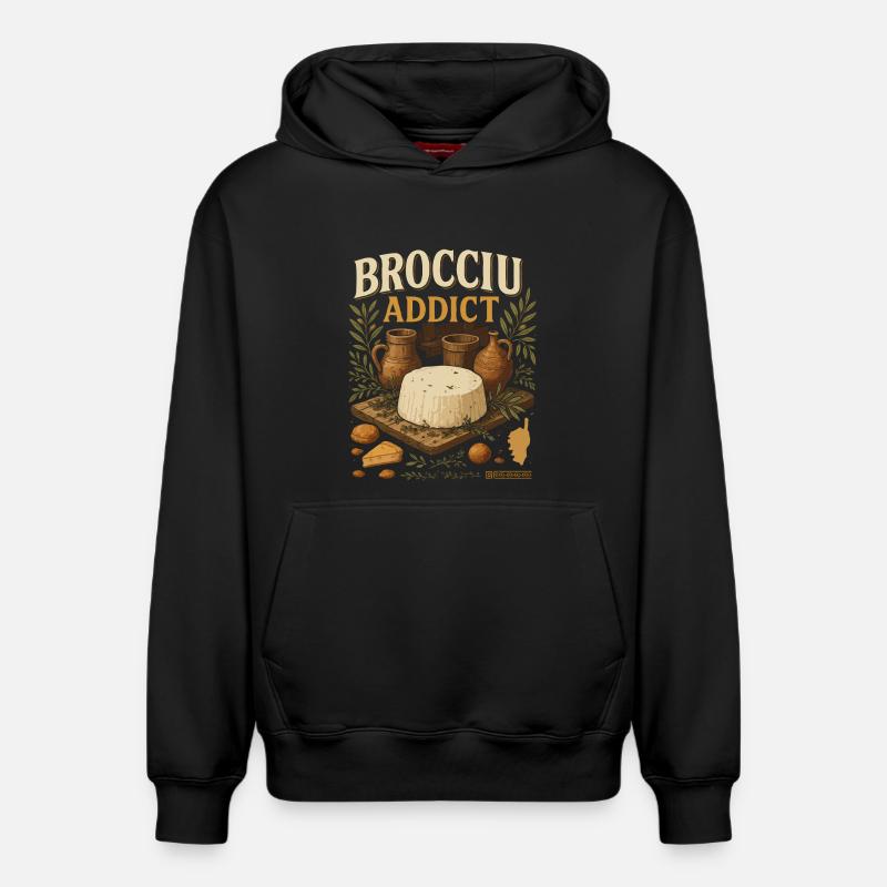 Brocciu Addict - Sweat à capuche unisexe décontracté en coton biologique – de SPREAD - noir